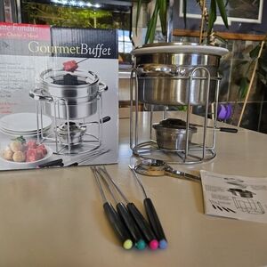Stainless Steel Fondue Set with Colorful Forks